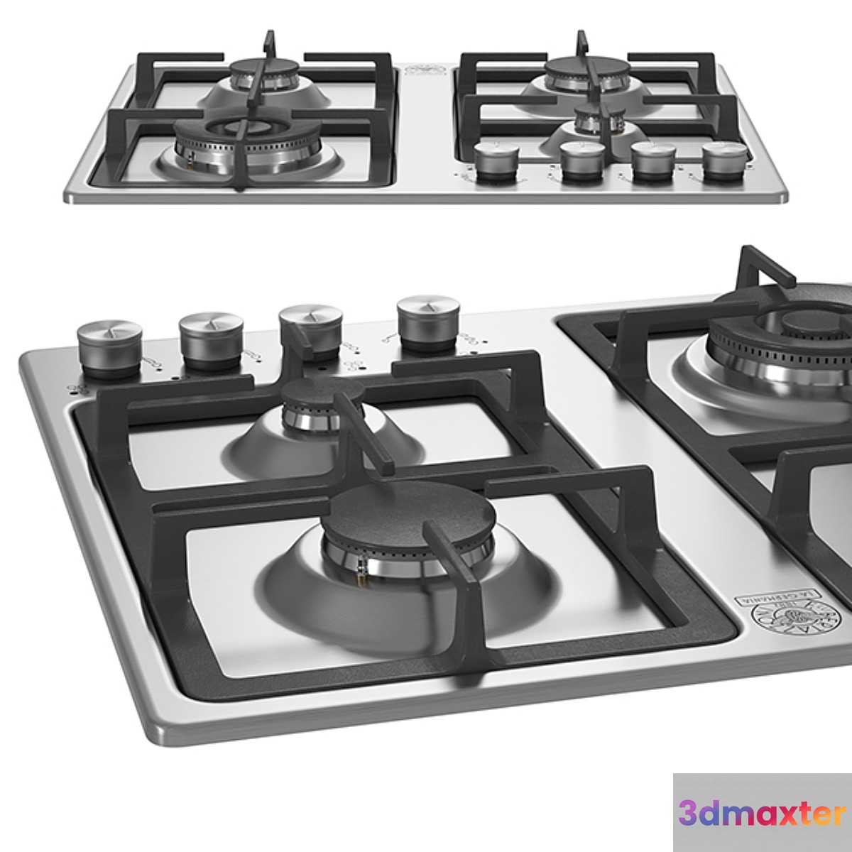 60 4-Burners Frontal Control 5 kW Wok Burner 3D Max