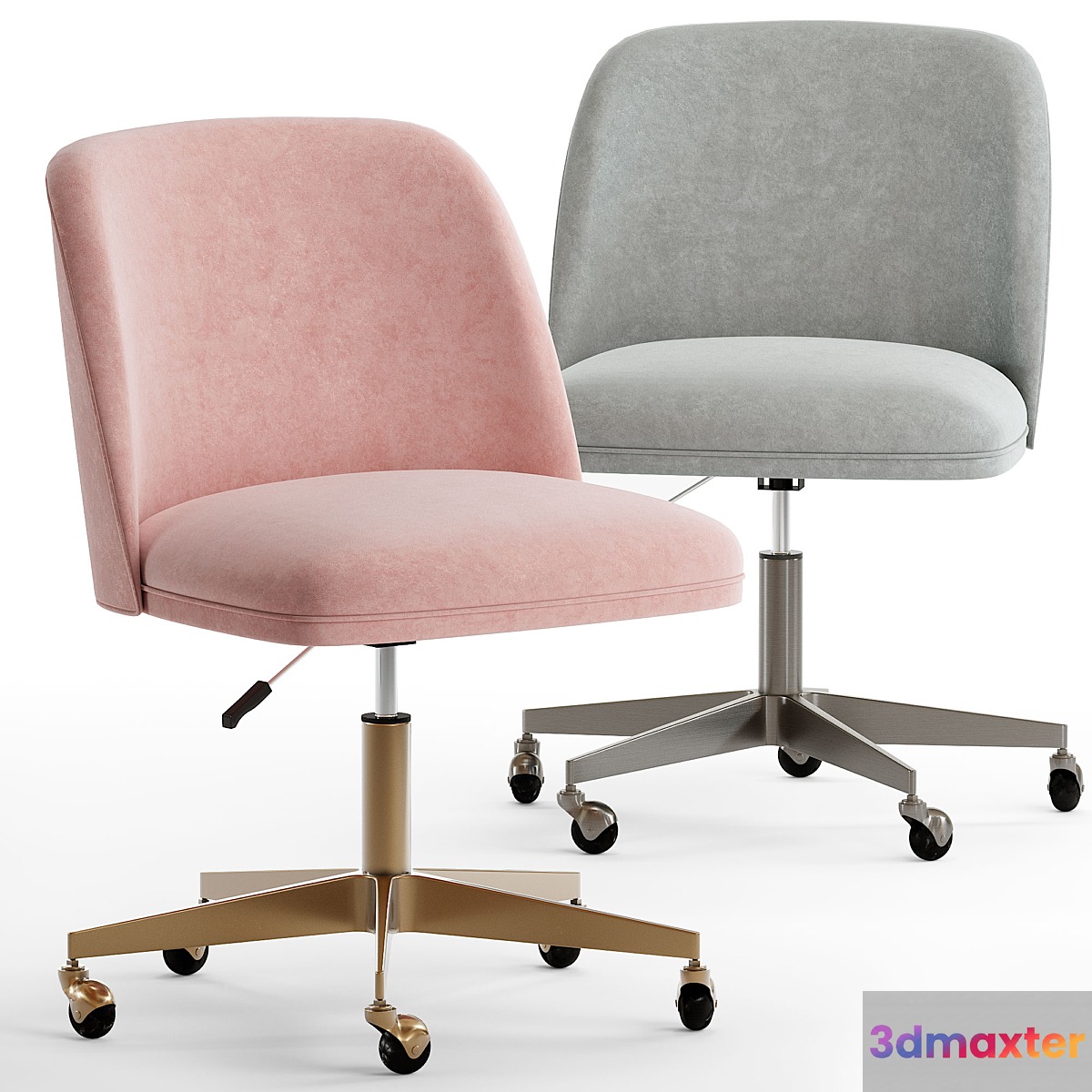 Rh alessa velvet desk chair - antiqud brass 3D Max
