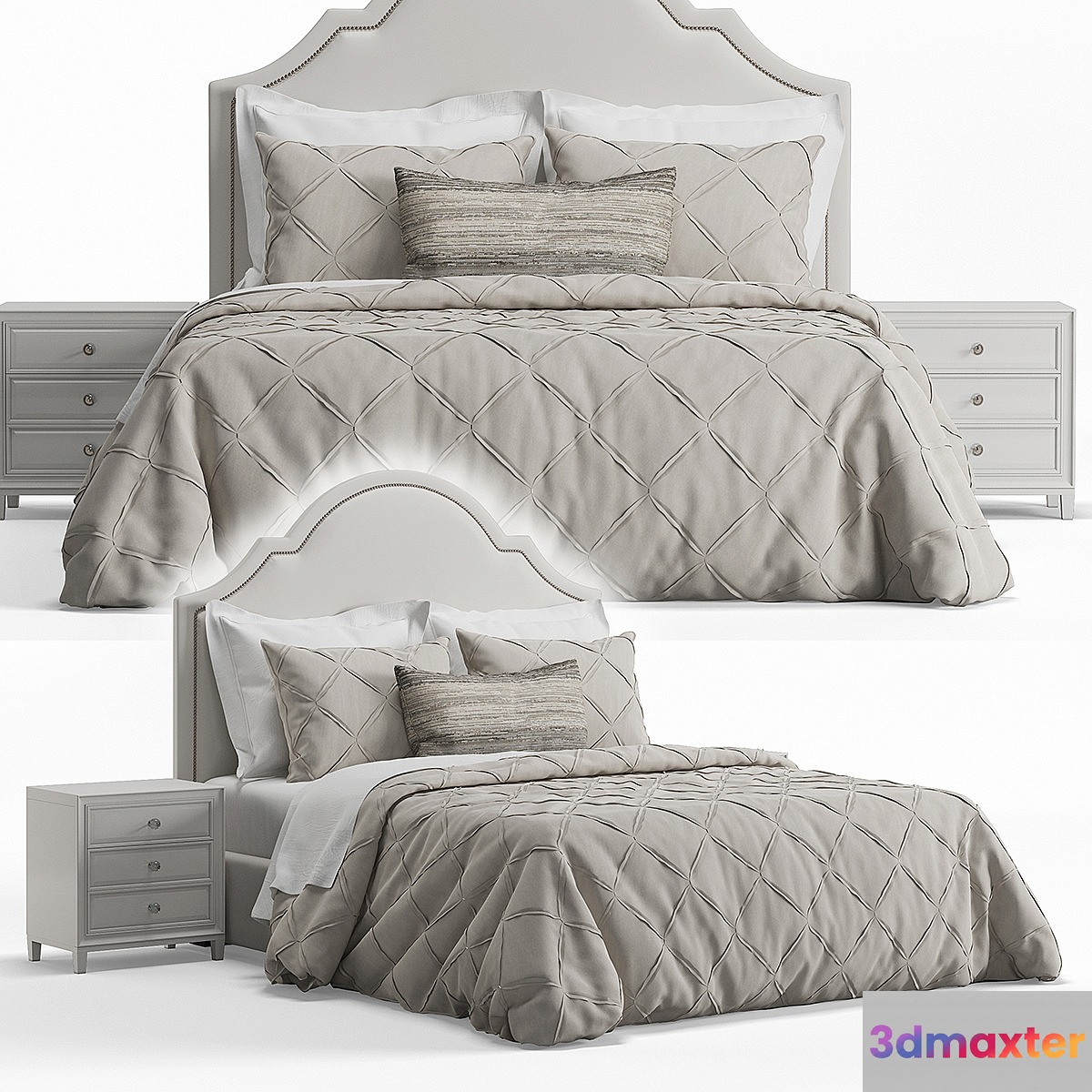 Basset Barcelona Bonnet Headboard Bed 3D Max