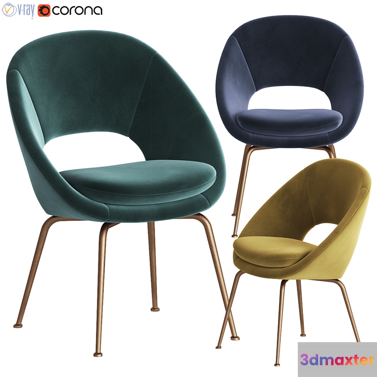 Orb Velvet Dining Chair Westelm 3D Max