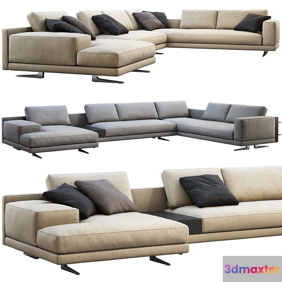 Poliform Mondrian chaise lounge sofa