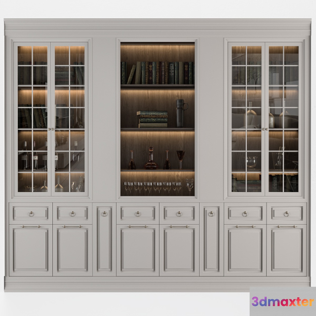 Classic Display Cabinet Cream 3D Max