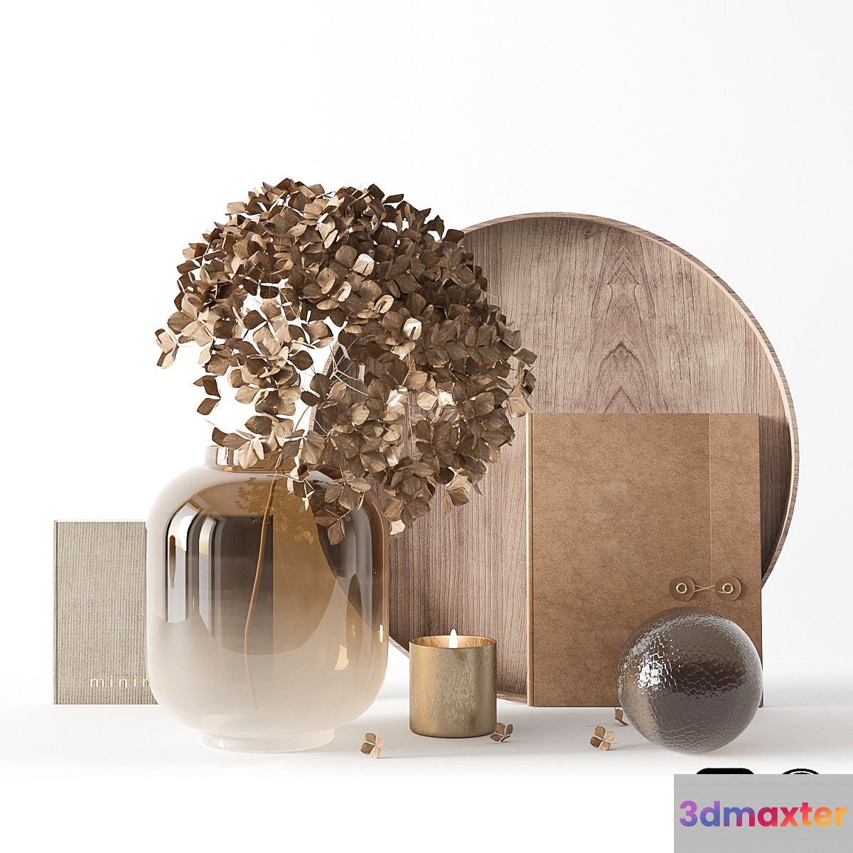 Decorative set with dryed hydrangea 3D Max