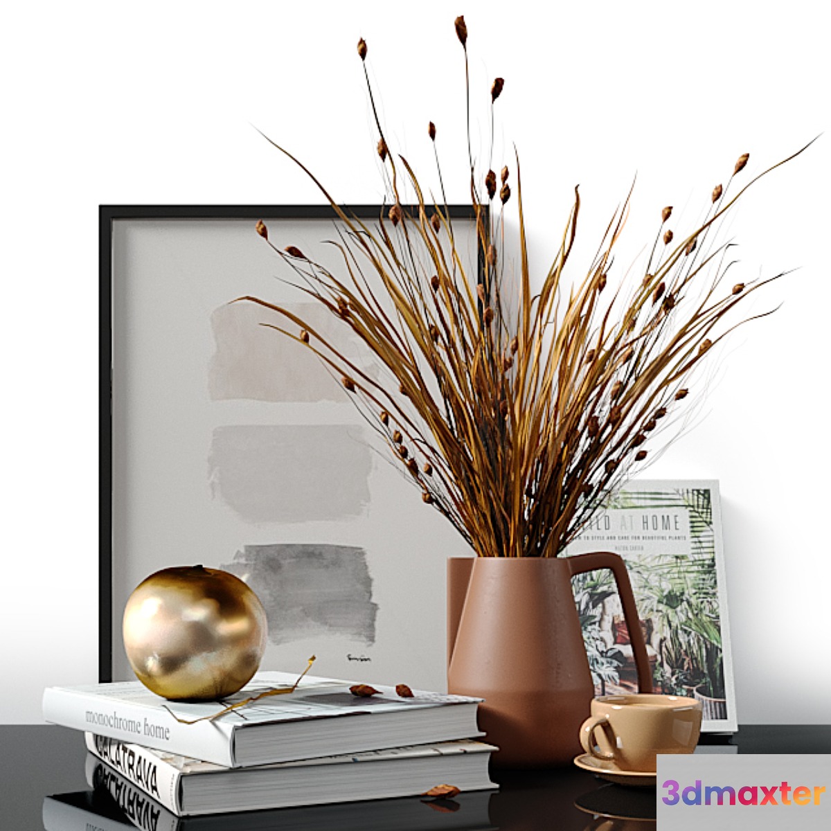 Decorative set with dried Bell Grass and Splinter Grass