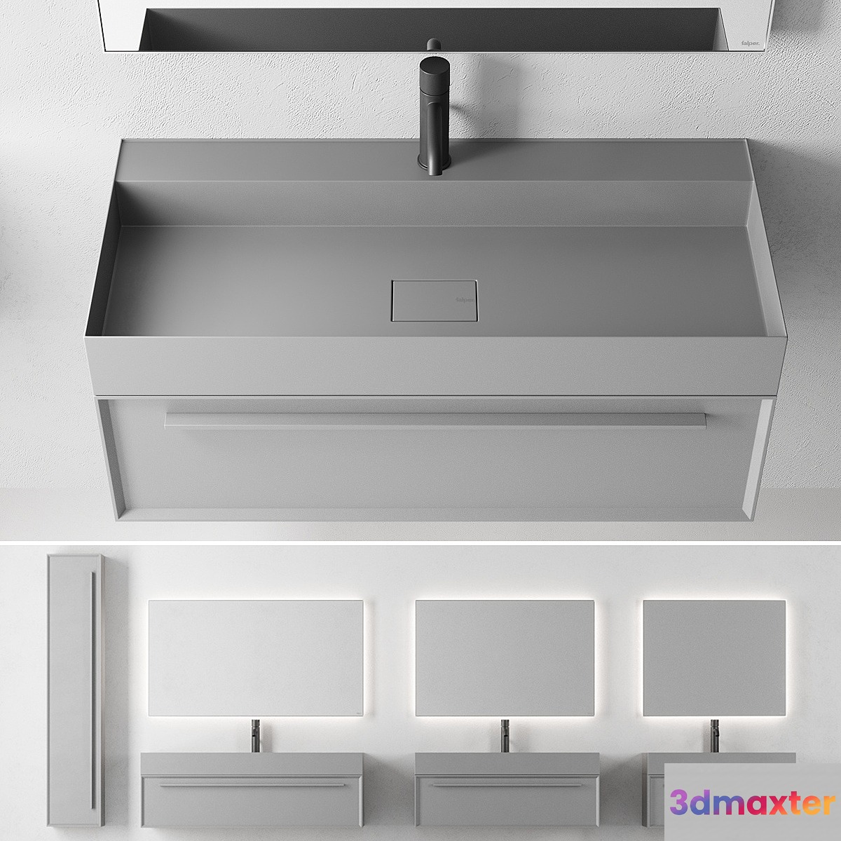 Falper 7.0 Set 2 | Wall-mounted vanity unit with drawers 3D Max