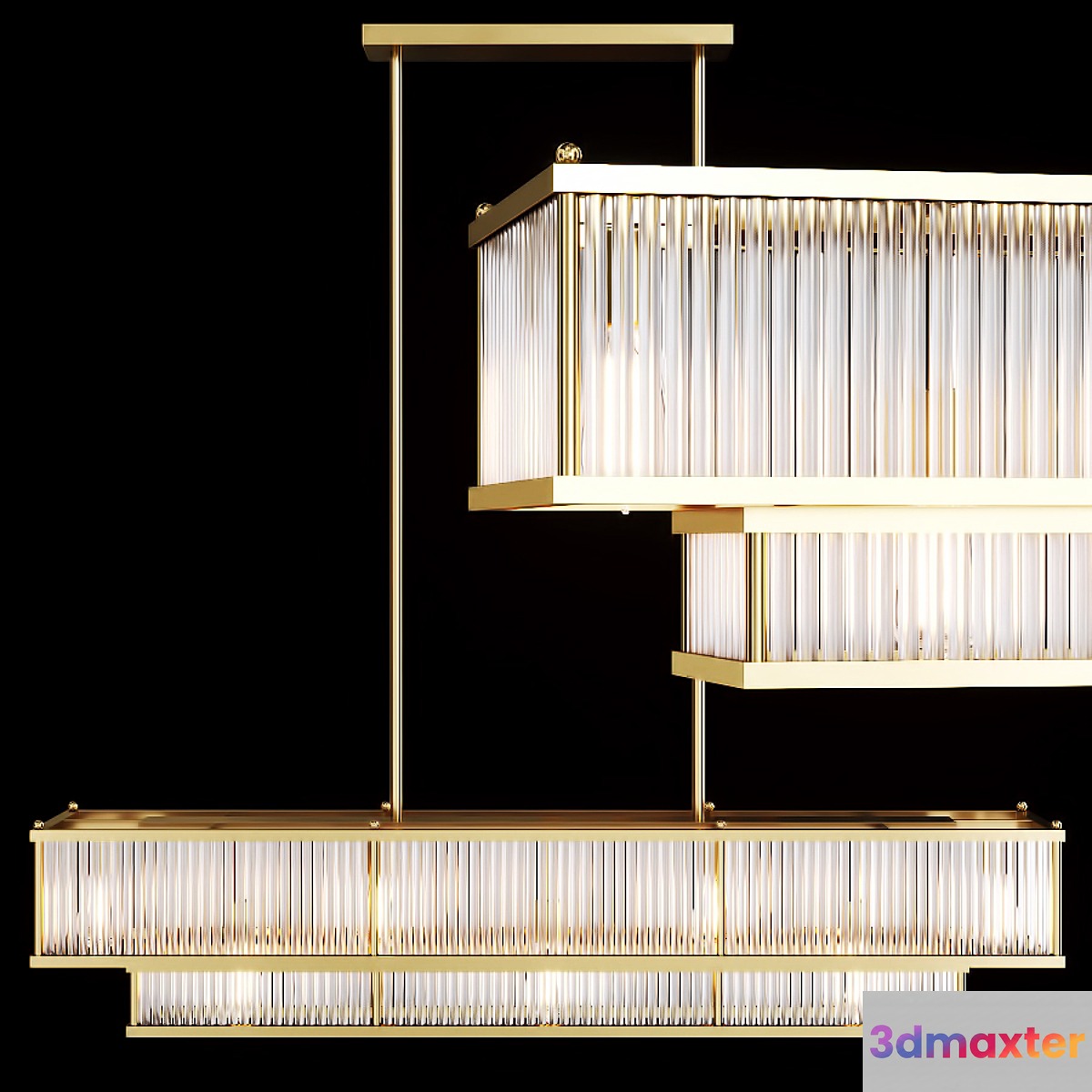 Restoration Hardware MARAIS LINEAR CHANDELIER 48 Brass 3D Max