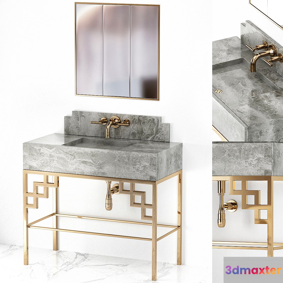 Art Deco Bathroom Mirror Luxury 3D Max