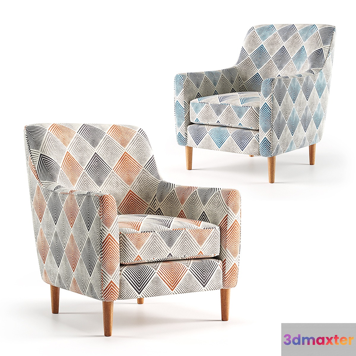 Sven Sunset _ Denim Accent Chair 3D Max