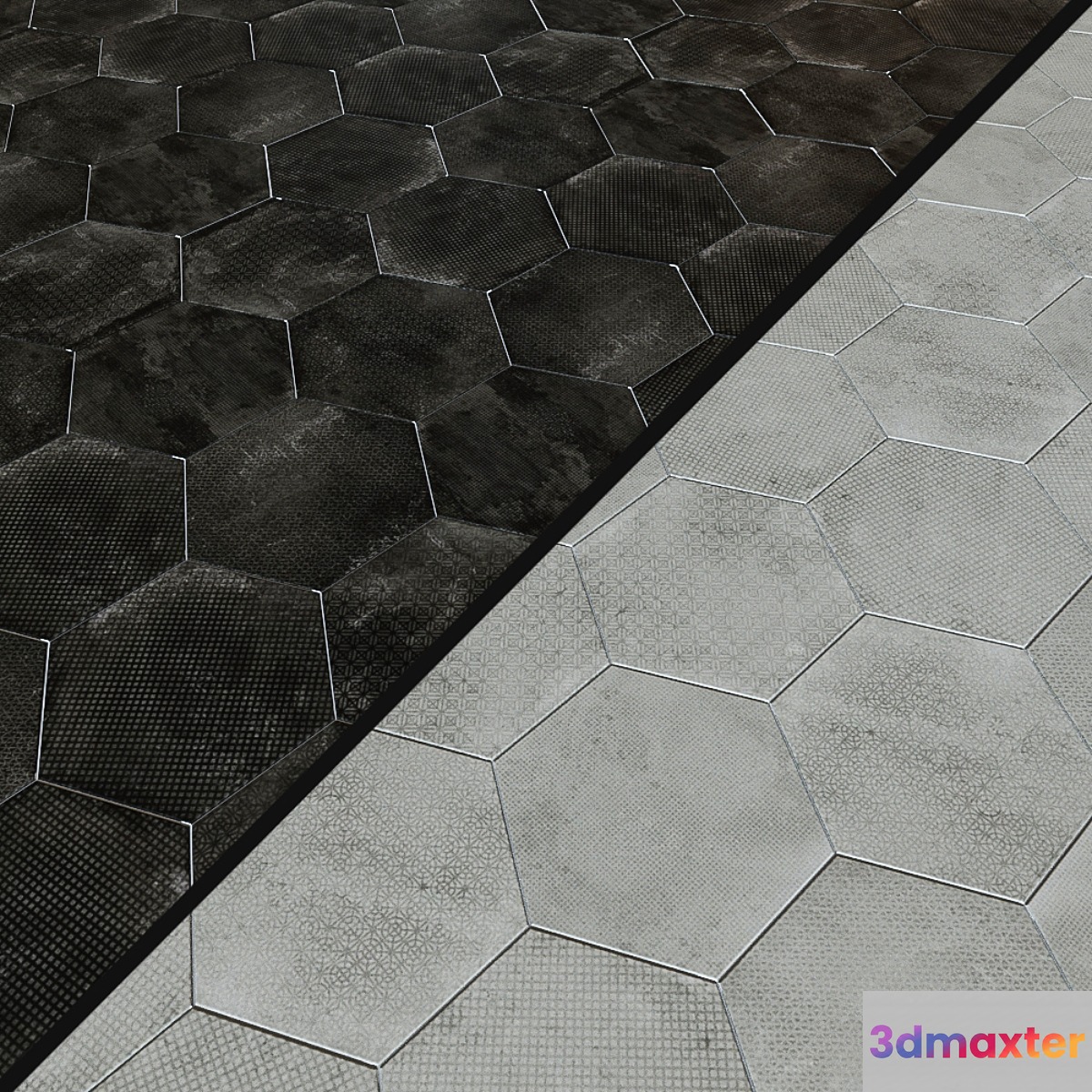 Porcelain tile EQUIPE URBAN Hexagon Melange 5 options - No.2 3D Max
