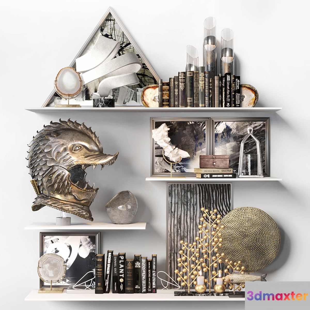 Decorative set with medieval Dragon Helmet - No.4