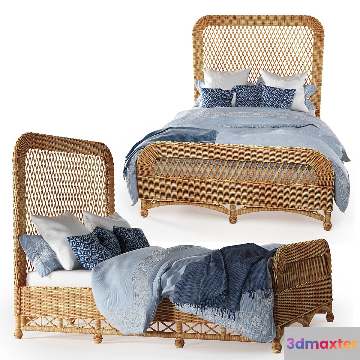 Aurelio wicker queen bed 3D Max