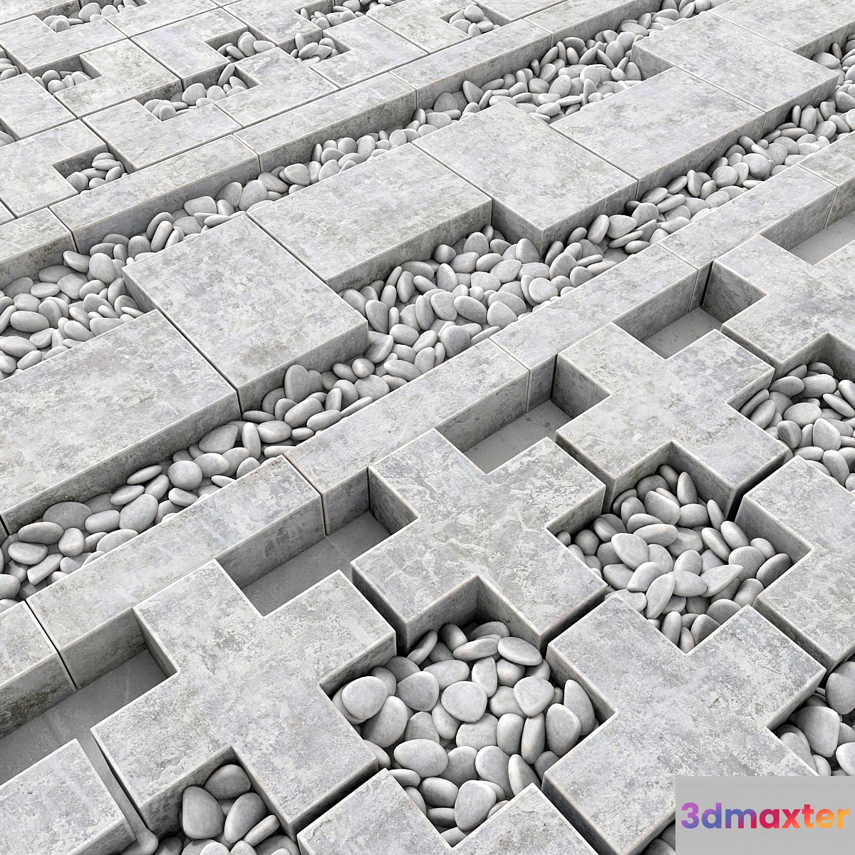 Concrete border construction - No.2 3D Max