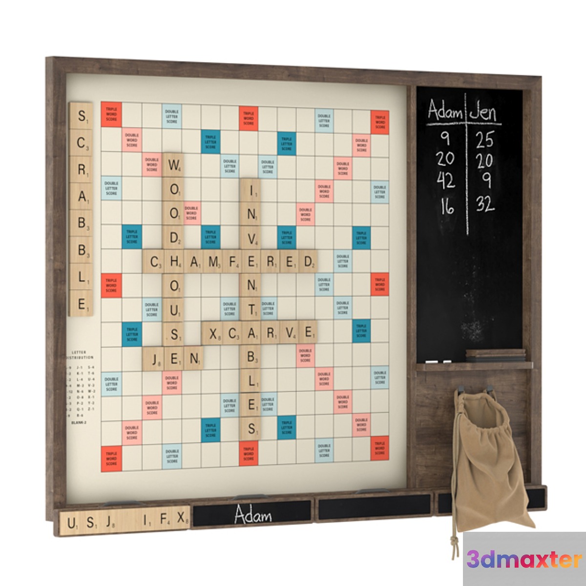 Giant wall scrabble 3D Max