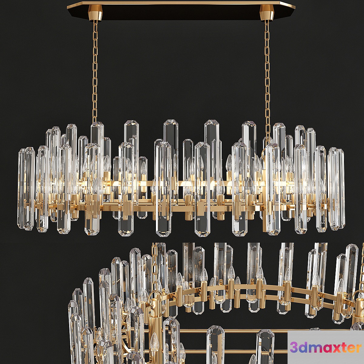 Visual Comfort ARN 5127HAB-CG AERIN Modern Bonnington Large Linear Chandelier 3D Max
