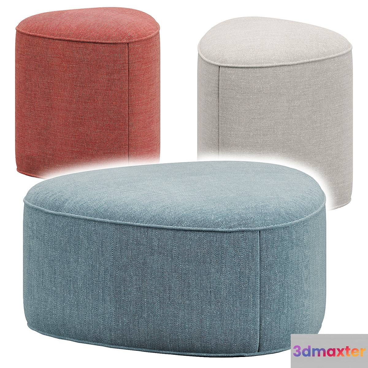 Pebble ottoman 3D Max