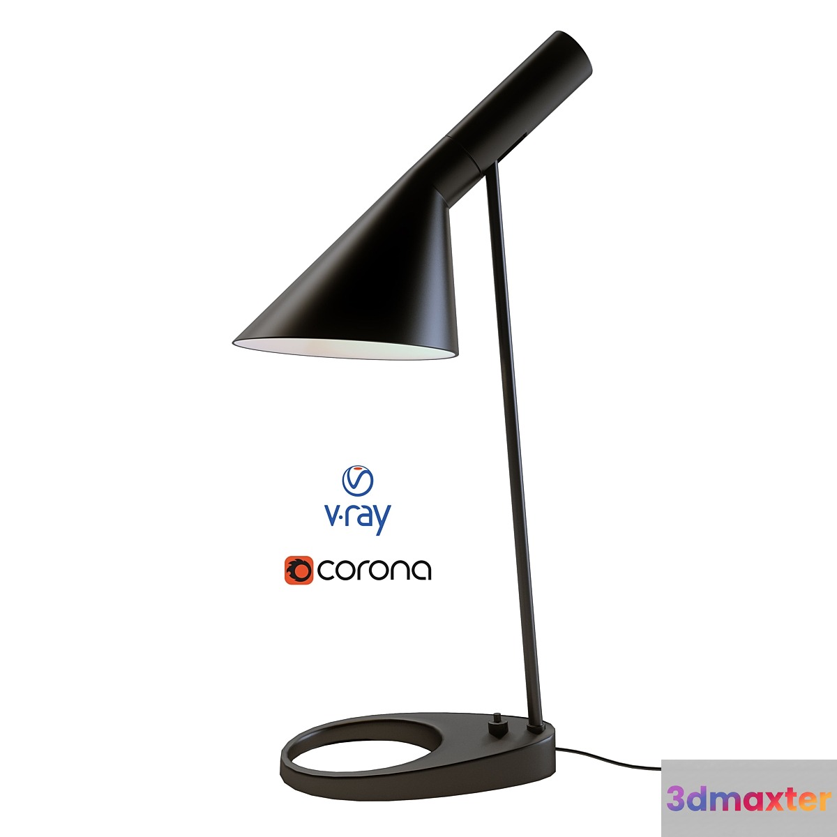 Legendary AJ table lamp by Louis Poulsen by Arne Jacobsen. 3D Max