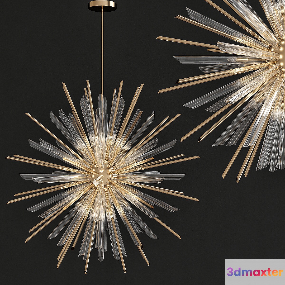 Feiss Quorra 41 Light Burnished Brass Chandelier 3D Max
