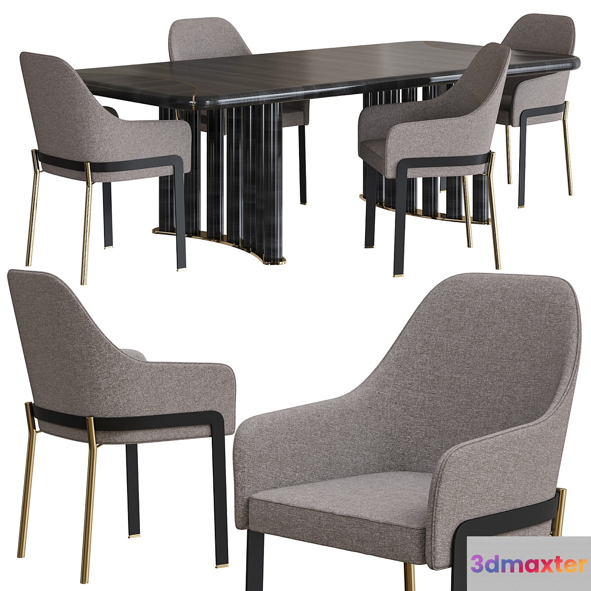 Opera Contemporary Oliver Table and Stacy Armchair Dining Set