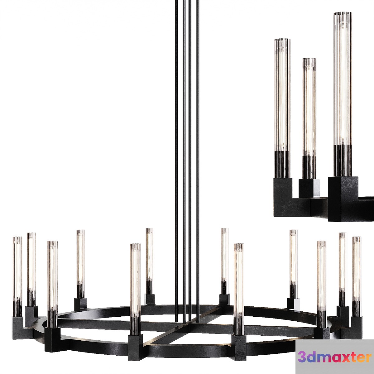 Restoration Hardware CANNELE ROUND CHANDELIER 60 Black - No.2