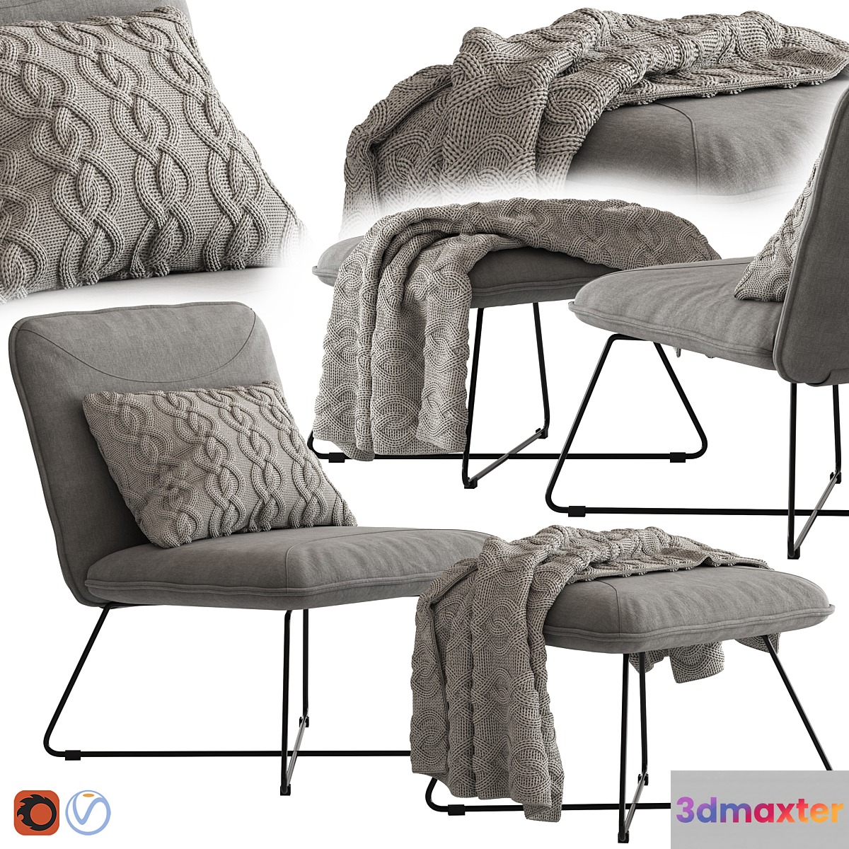 Yolanda Lounge Chair and Ottoman 3D Max