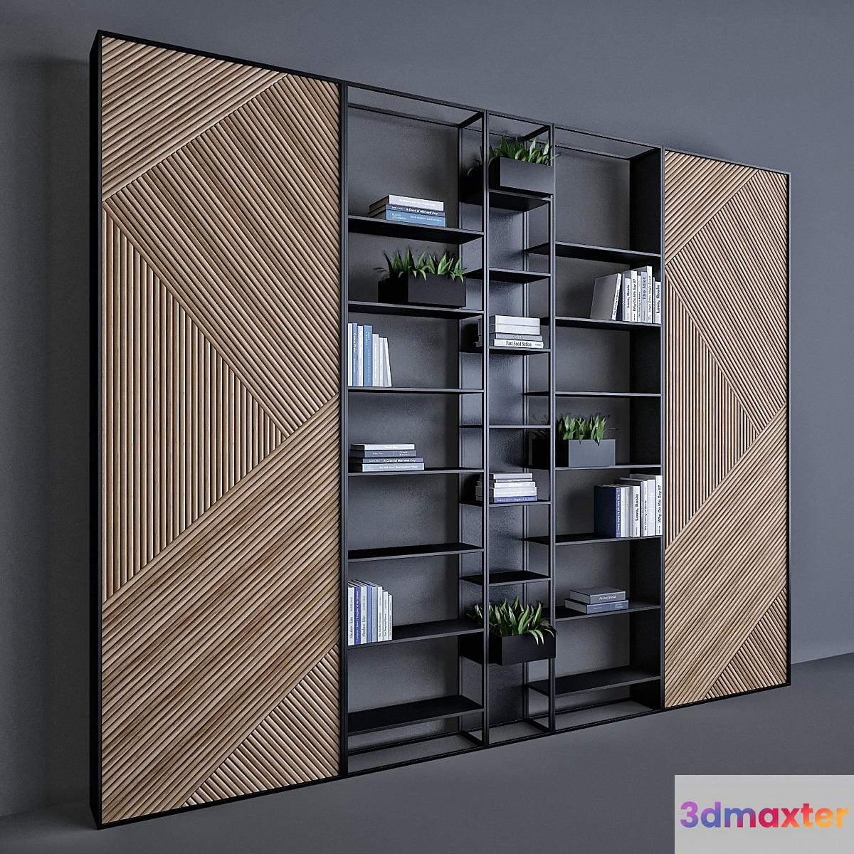 Metal & wood shelf 3D Max
