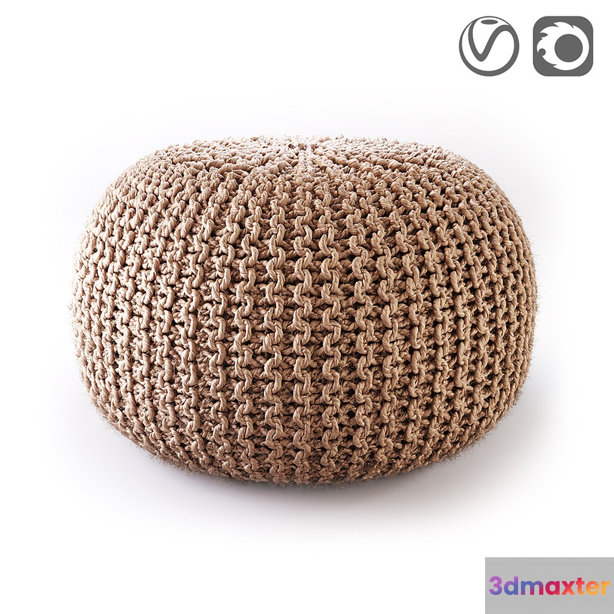 BISHO wicker pouf round
