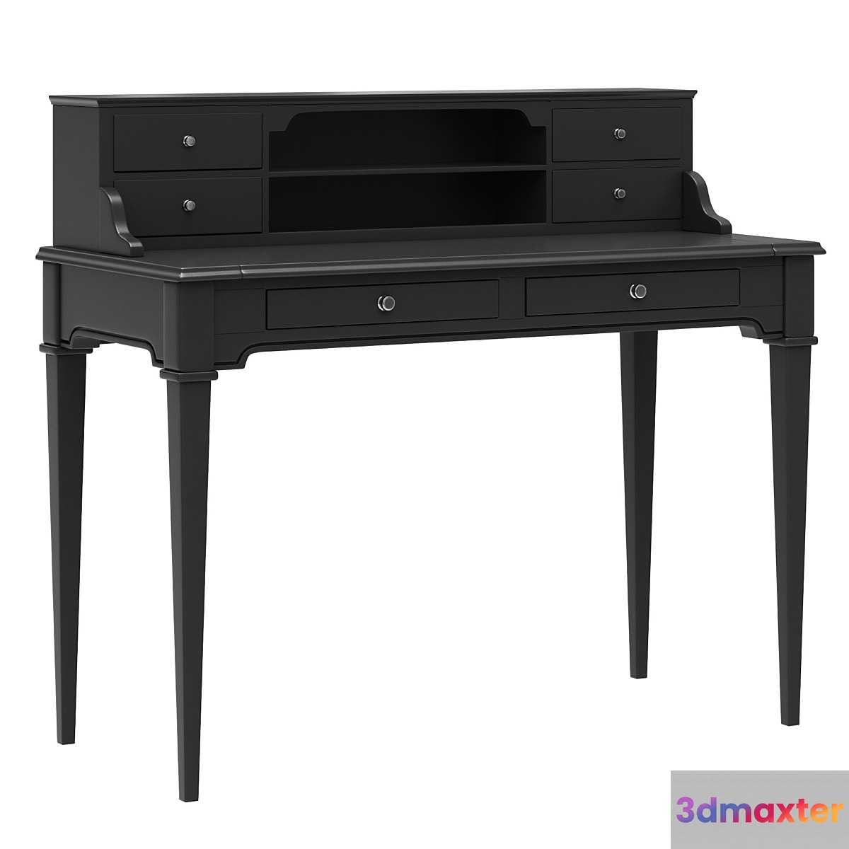 Dantone Home Oxford writing desk with shelves black 3D Max