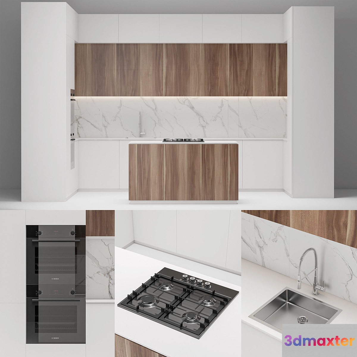 Modern white wood kitchen