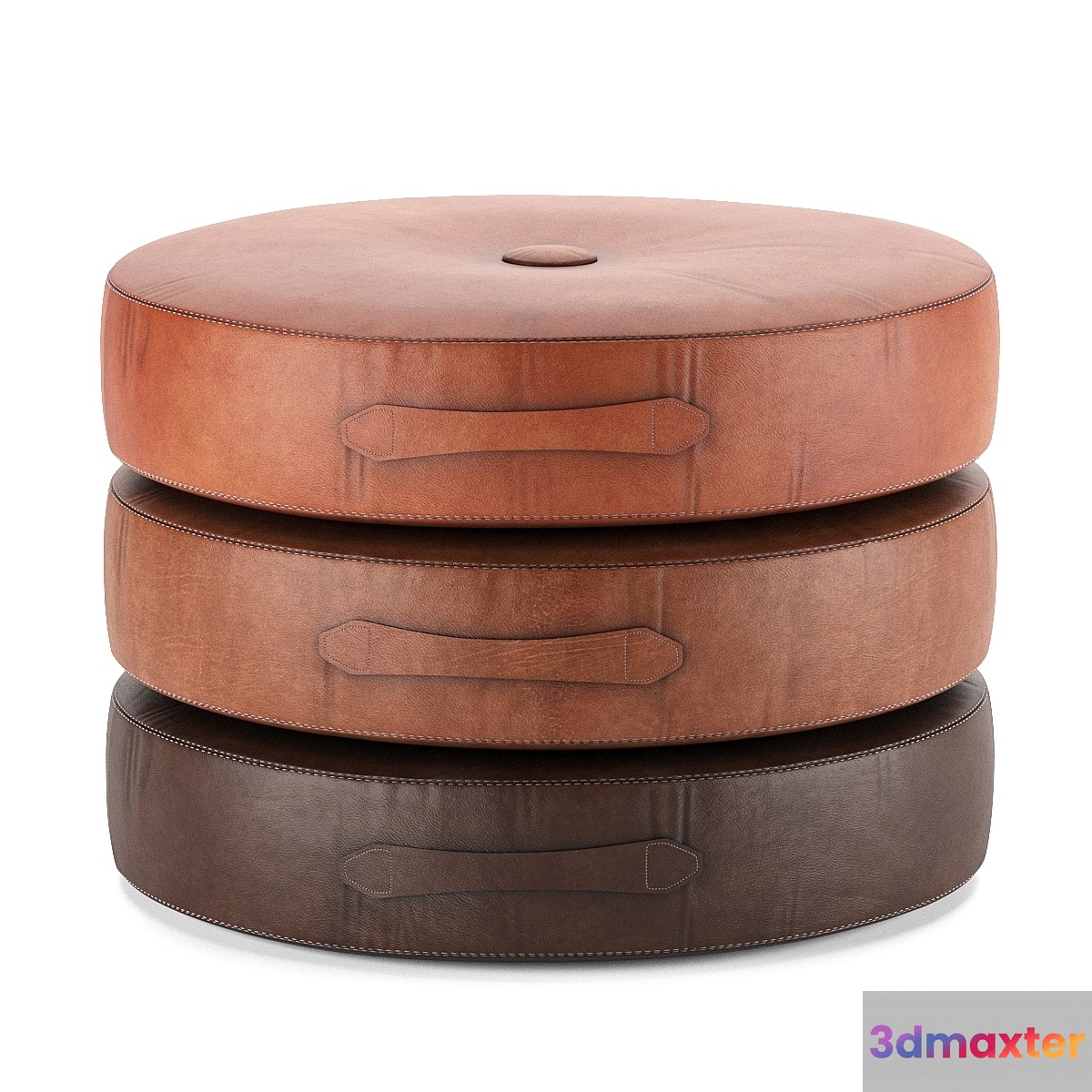 Saddle Color Leather Drum Stacking Cushion