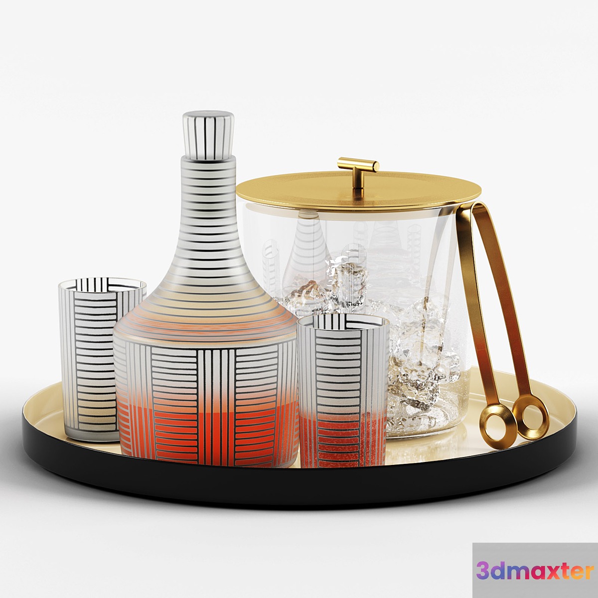 Series B Decanter & Bleecker Bar Ice Bucket set - No.2 3D Max