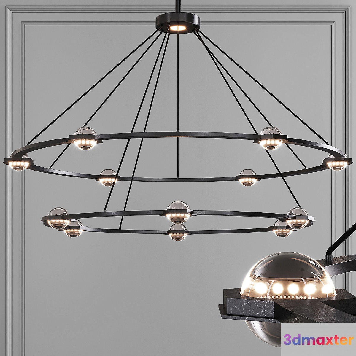 Restoration Hardware ECLATANT ROUND 2-TIER CHANDELIER 60 Black 3D Max