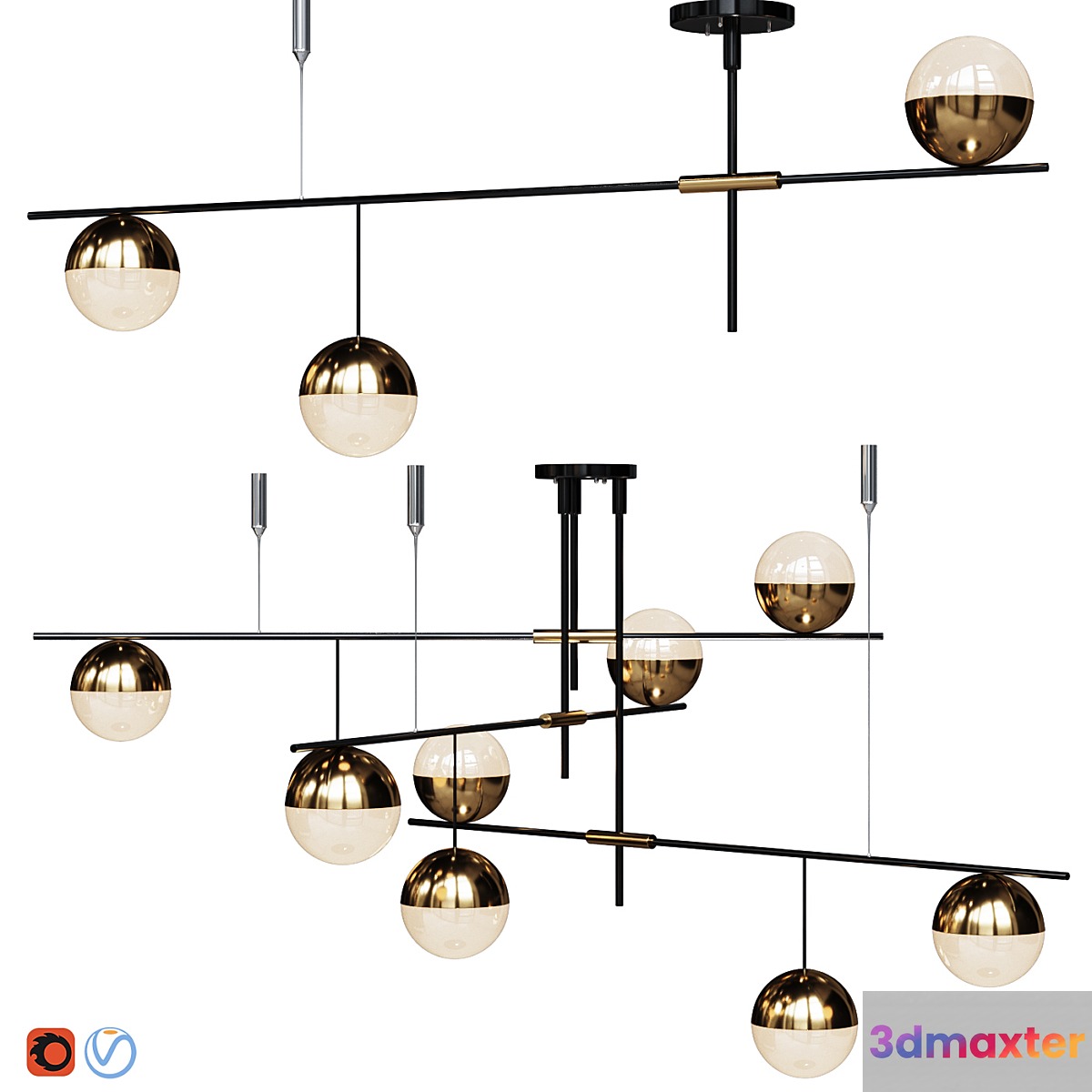 Lampatron Technum Chandelier set.v1 3 and 9 shades