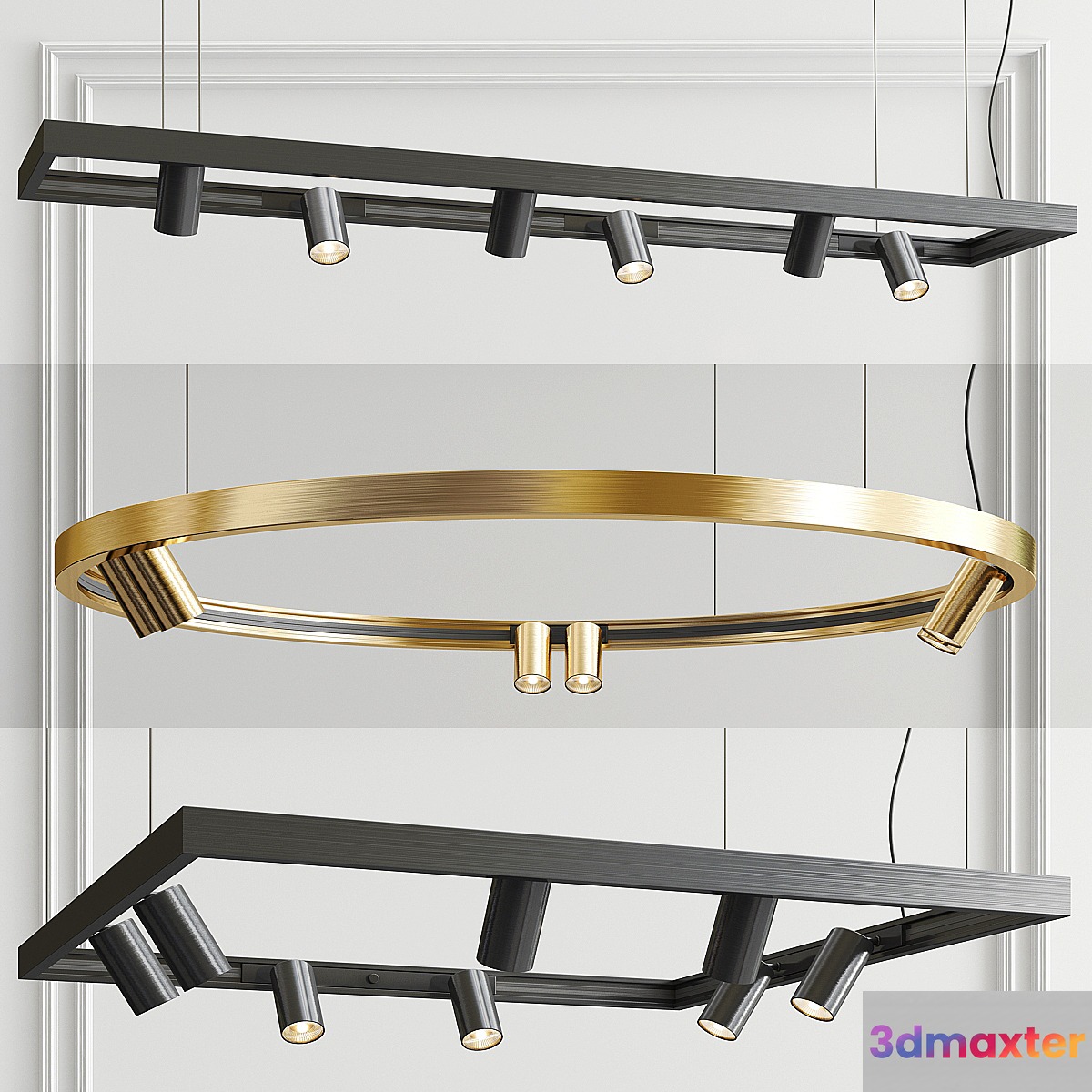 Superloop Spy Delta Chandelier - 3 type 3D Max