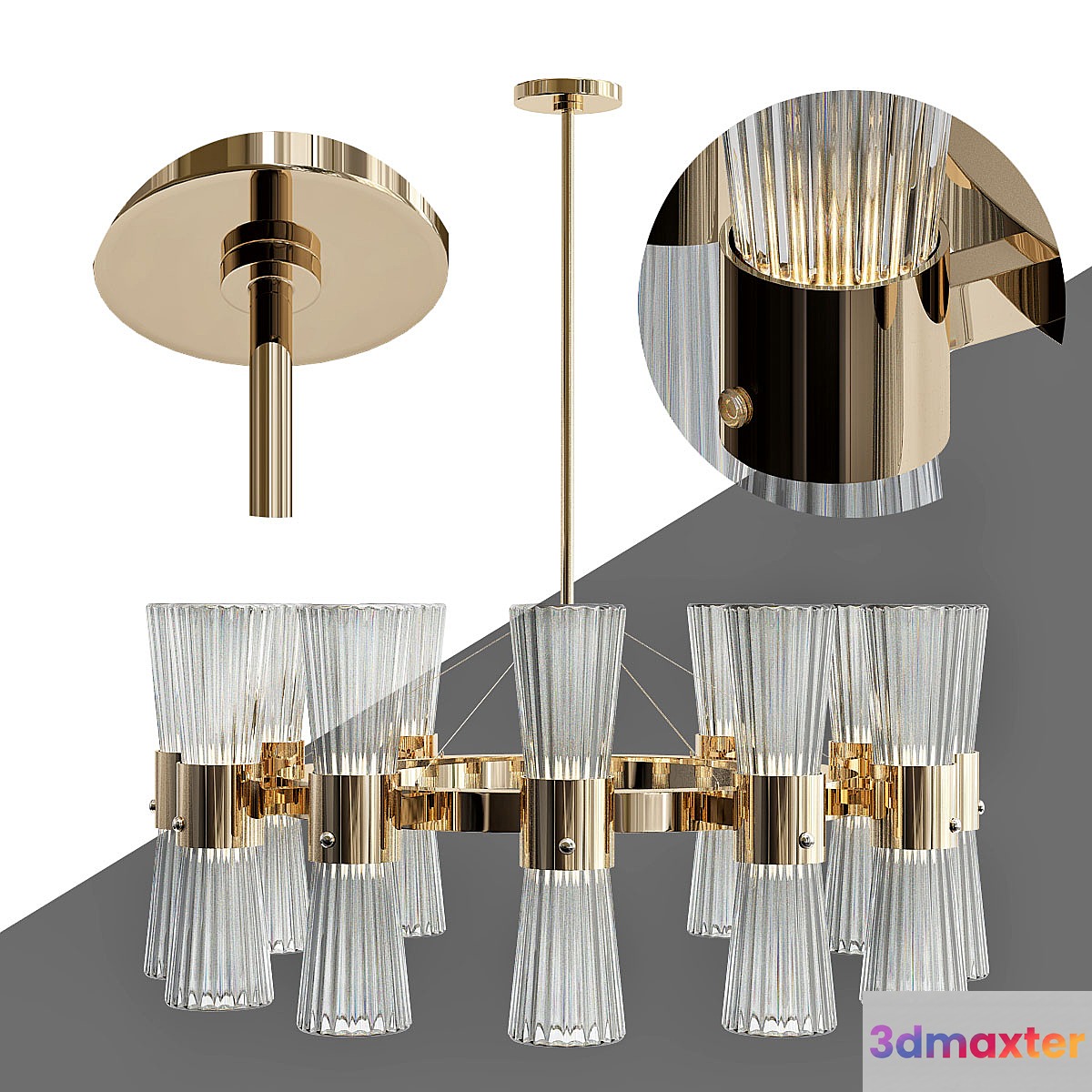 Modern Gold Leaf Murano Glass Chandelier