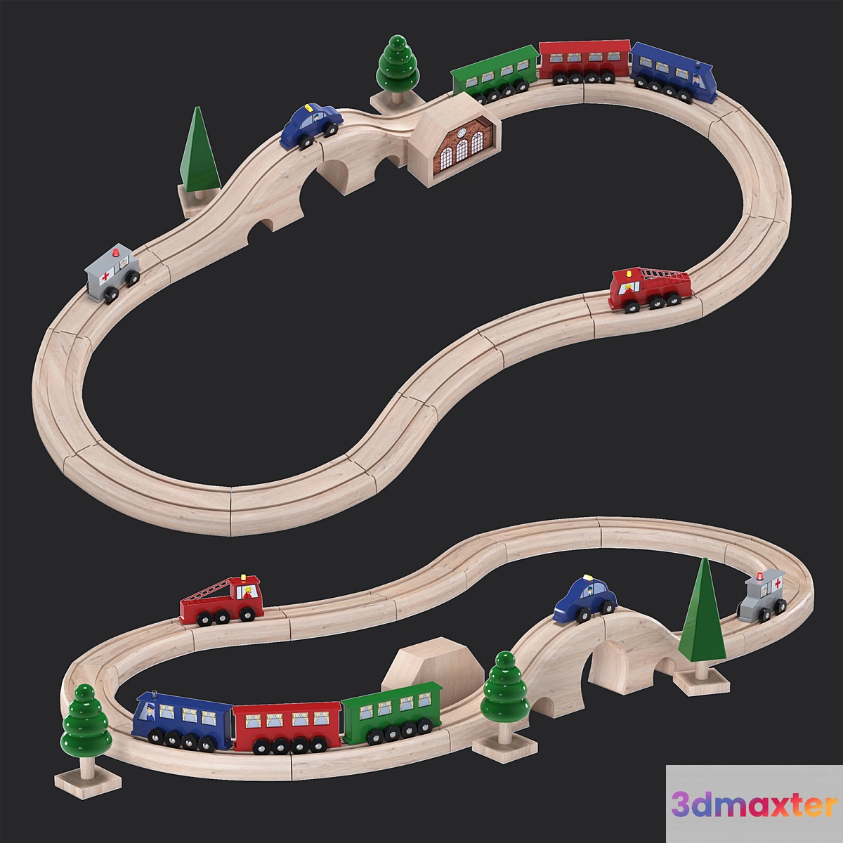 Toy railway 3D Max