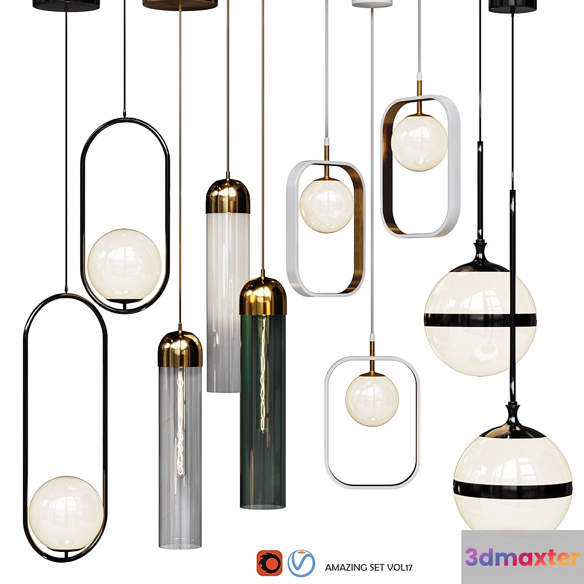 Four Pendant Lights amazing set vol. 17 - No.3
