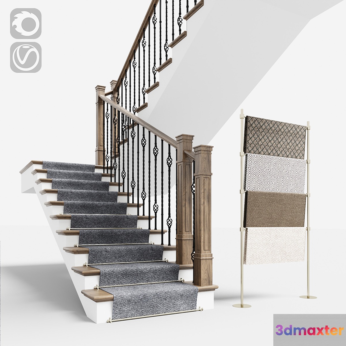 Classical staircase with carpet