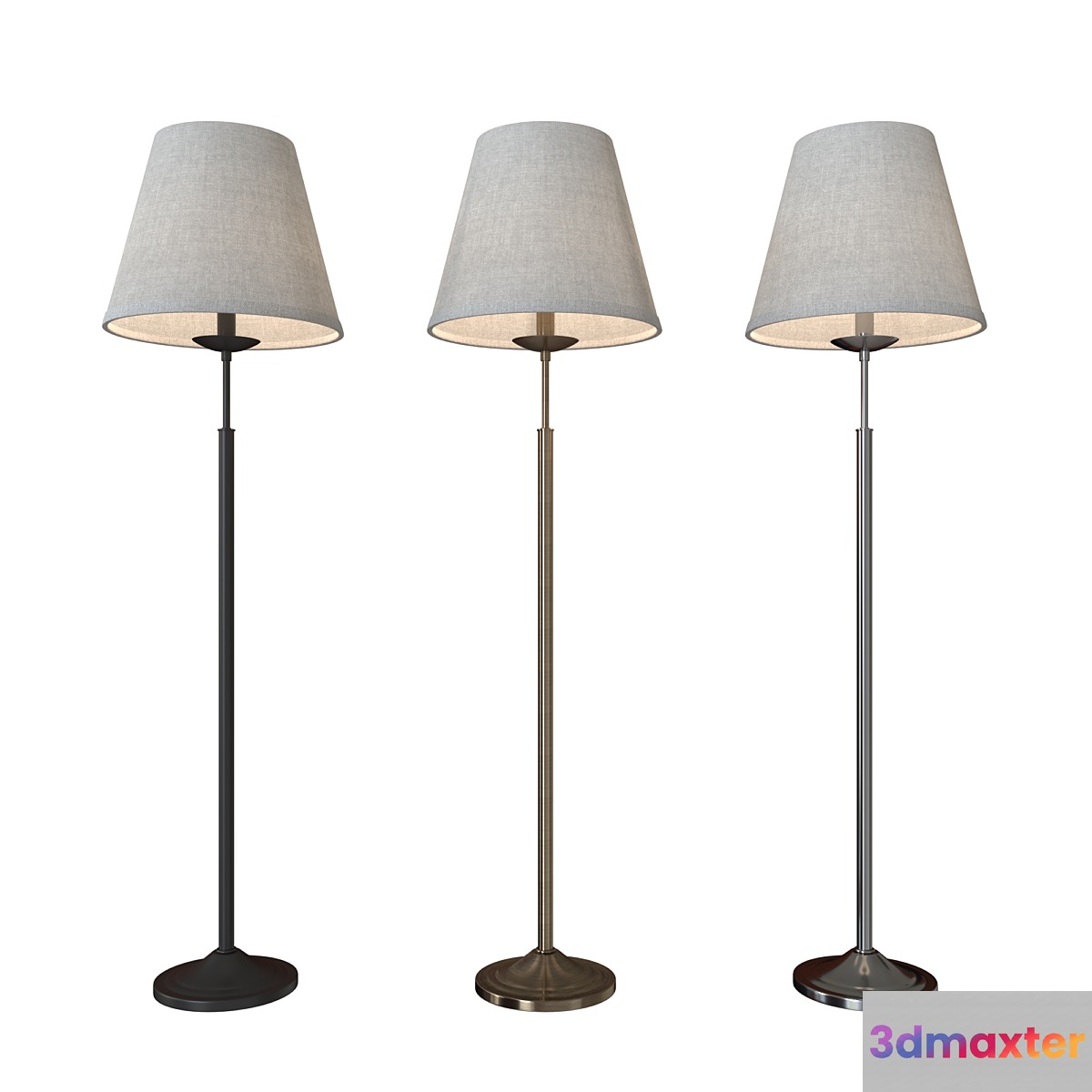 Floor lamp Hotel 01008_1 black _ antique bronze _ chrome 3D Max
