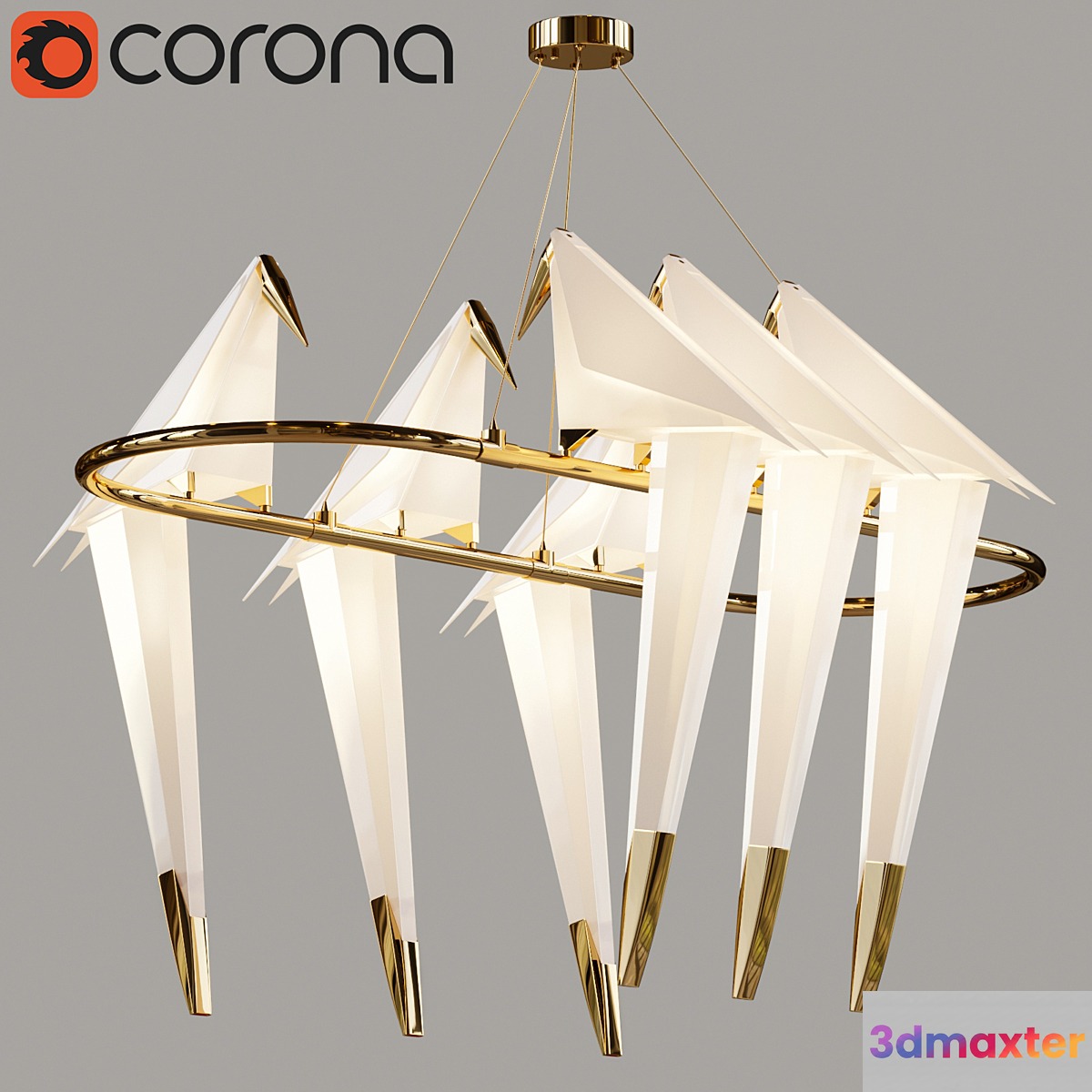 Perch_light_chandelier_6 heads 3D Max