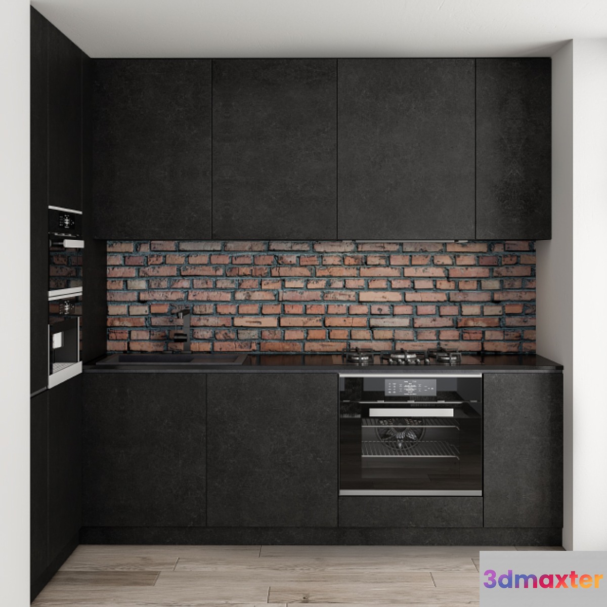 Kitchen Modern Brick Wall 3D Max