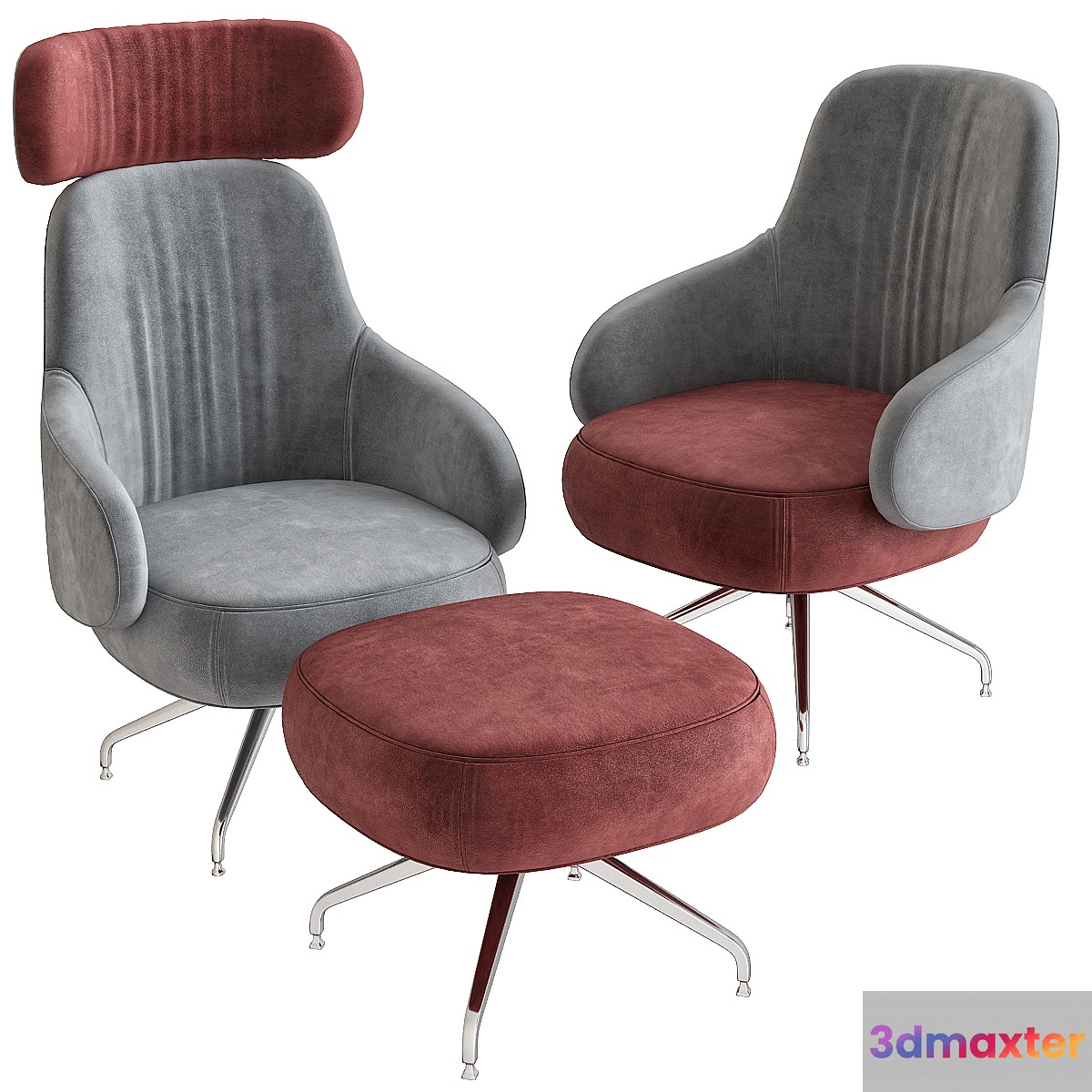 Pillo Low Back Easy Chair With Aluminum Base by Swedese - No.3