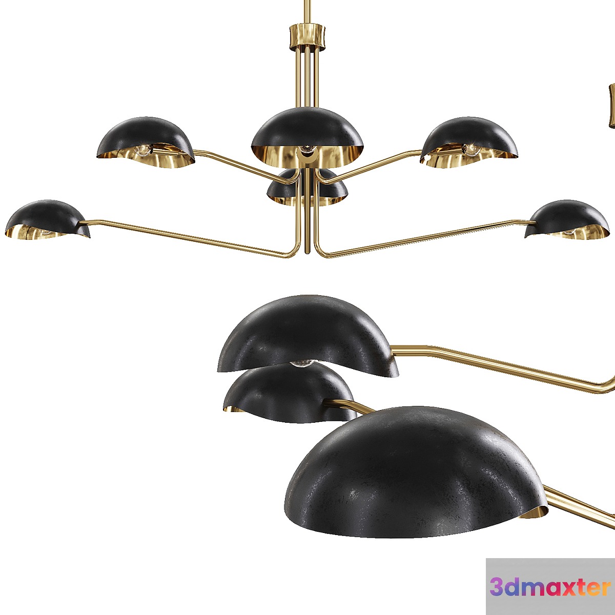 Restoration Hardware CONVESSI CHANDELIER ROUND 60 Black and Brass
