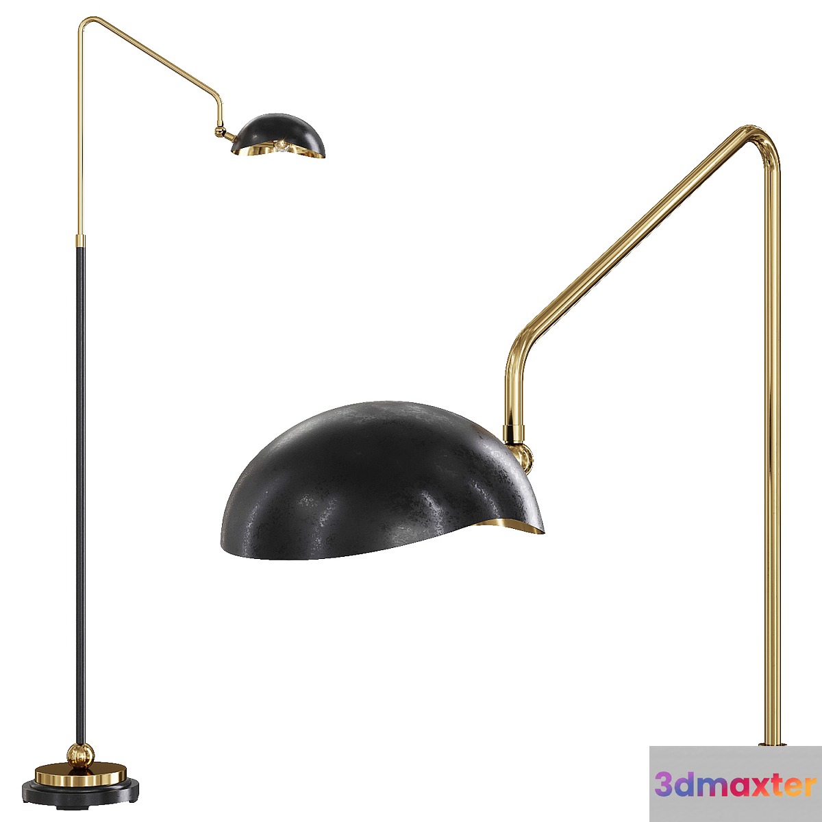 Restoration Hardware CONVESSI FLOOR LAMP Black and Brass