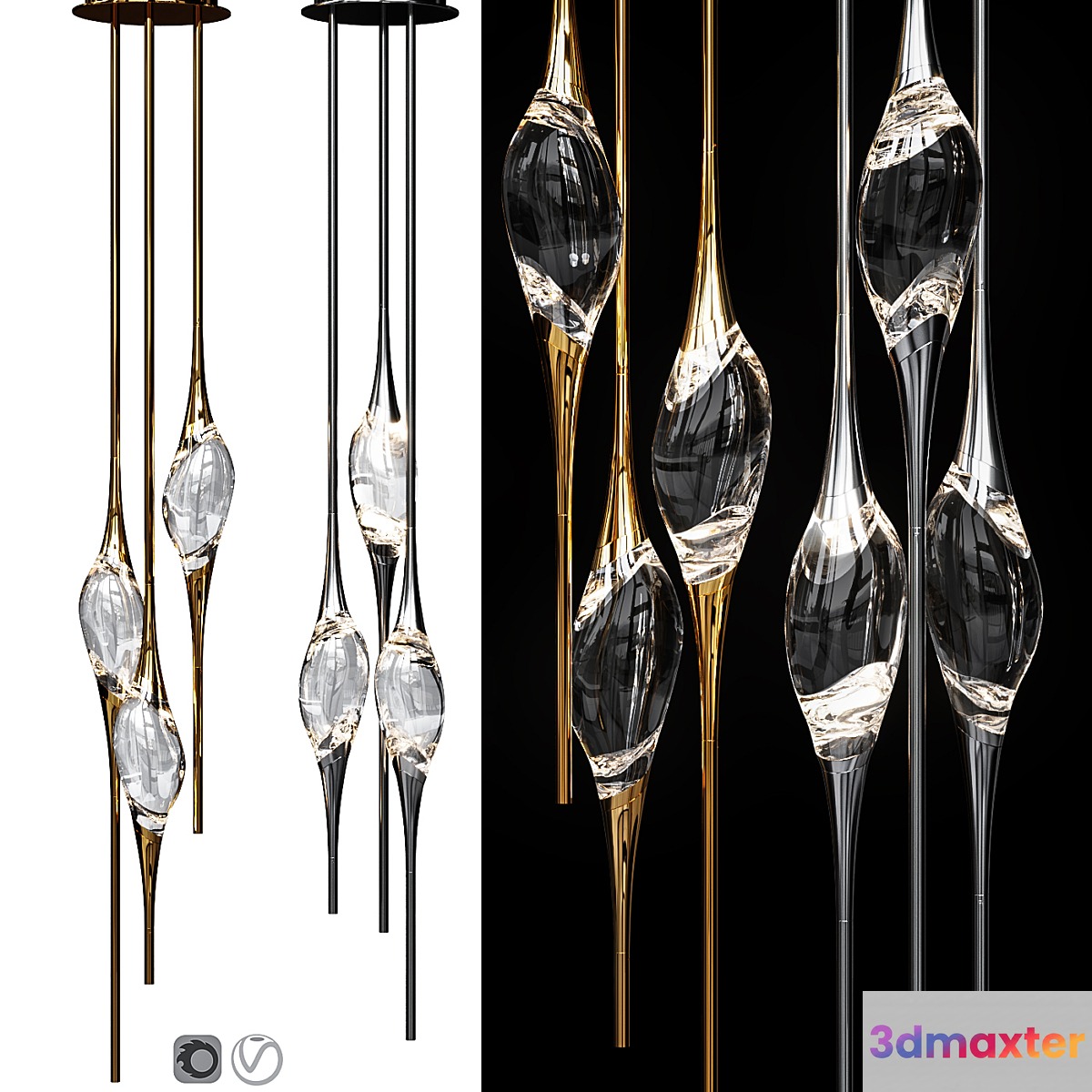 IL PEZZO 12 ROUND CHANDELIER Nickel and Gold