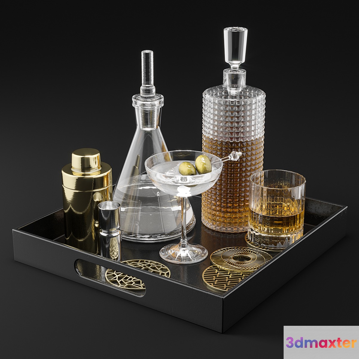 CB2 Barware Coffee Table Decor Set 1