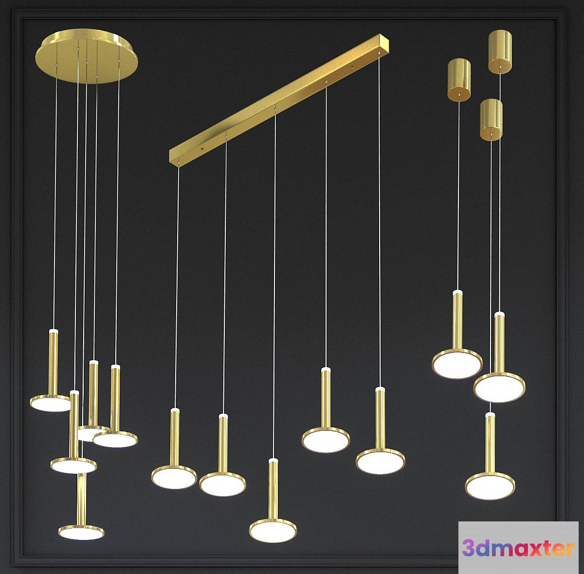 Three chandeliers palencia - No.2 3D Max