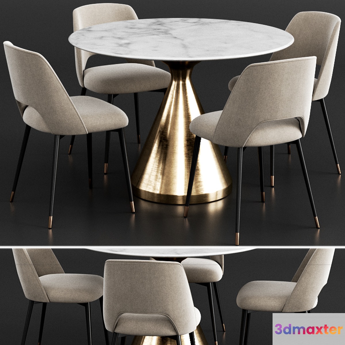 Coco Republic & West Elm  Dinning Set 3D Max