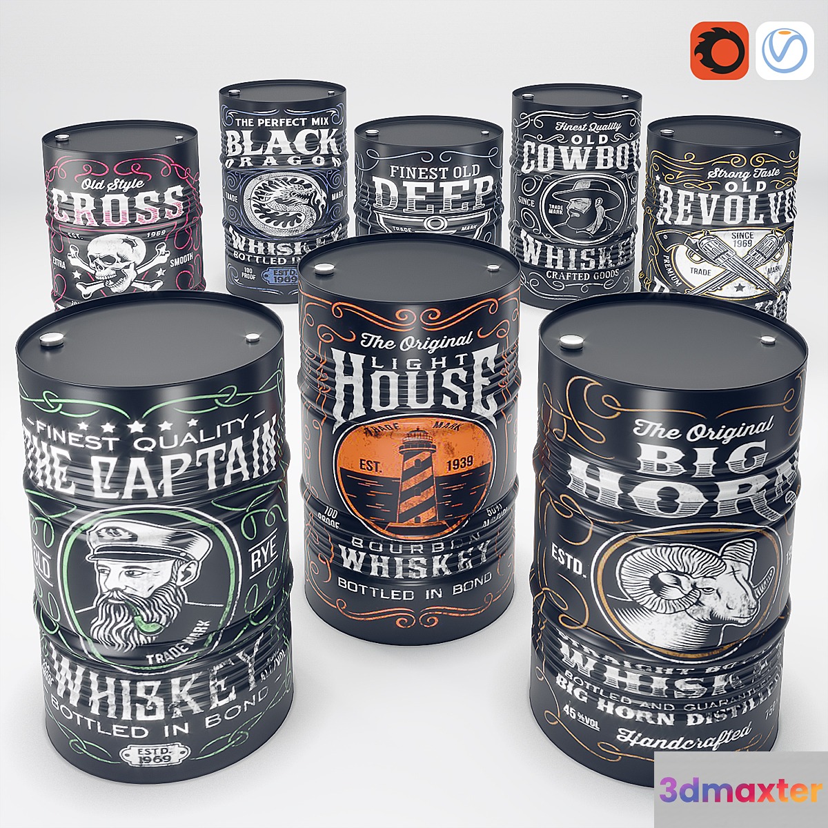 Whiskey oil barel 3D Max