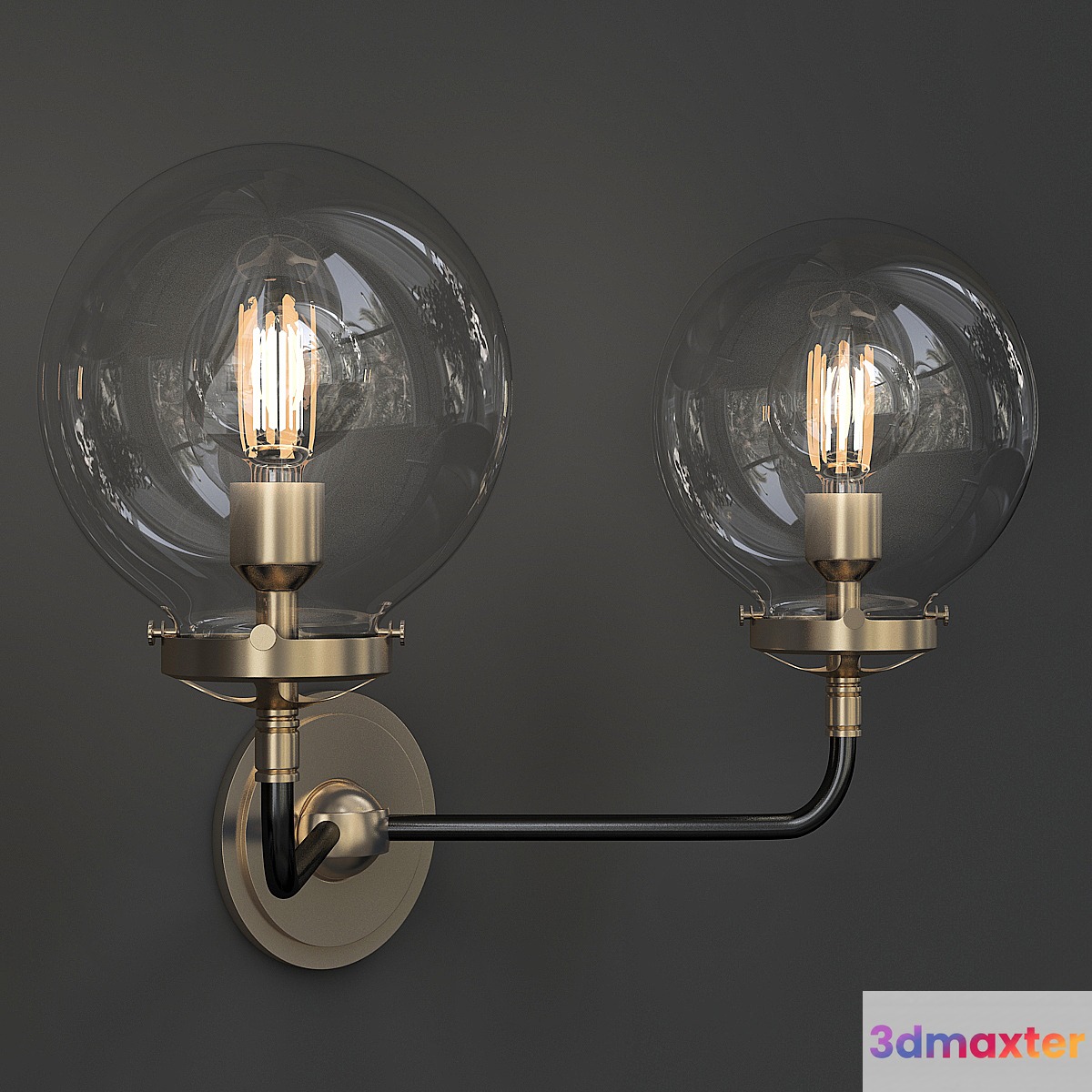 Bistro Globe Clear Glass Double Sconce Brass Milk