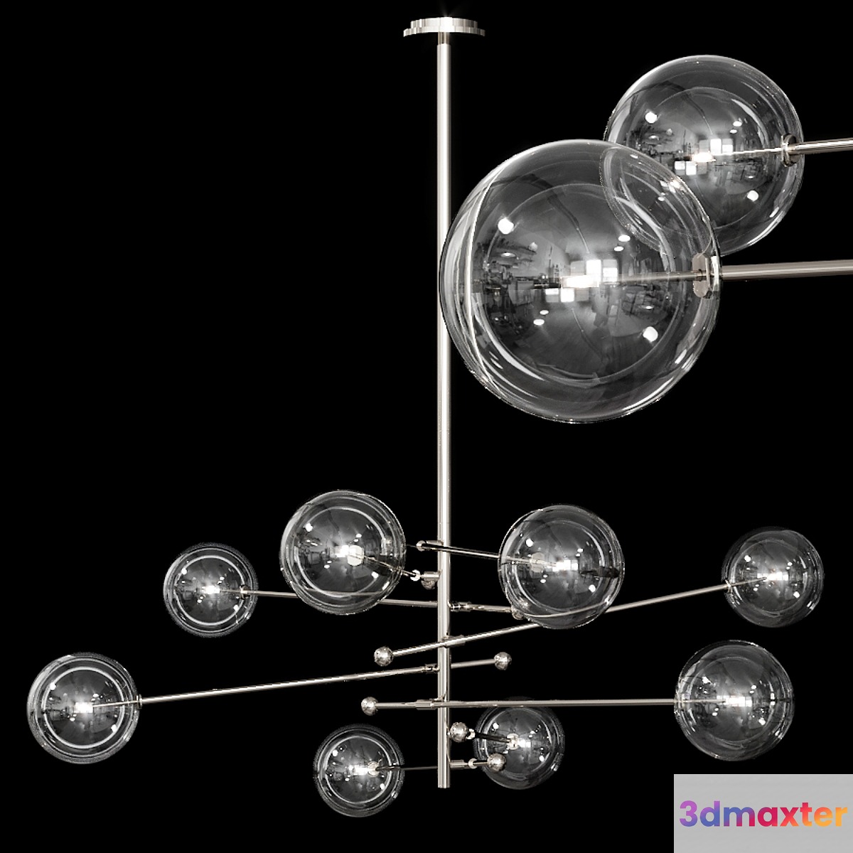 Restoration Hardware Glass Globe Mobile 8-ARM CHANDELIER 79 Nickel